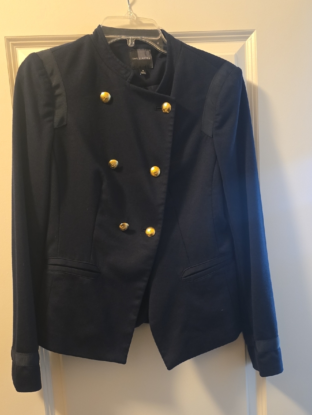 The Limited Navy Military-Style Blazer with Gold Buttons